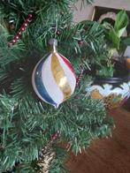 mooie gesuikerde strepen langwerpige oude glazen kerstbal, Diversen, Kerst, Ophalen of Verzenden, Gebruikt