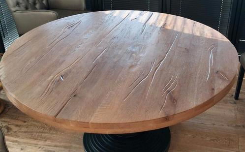 Eettafel rond eiken Keijser & Co, Huis en Inrichting, Tafels | Salontafels, Zo goed als nieuw, 75 cm of meer, 100 tot 150 cm, 100 tot 150 cm