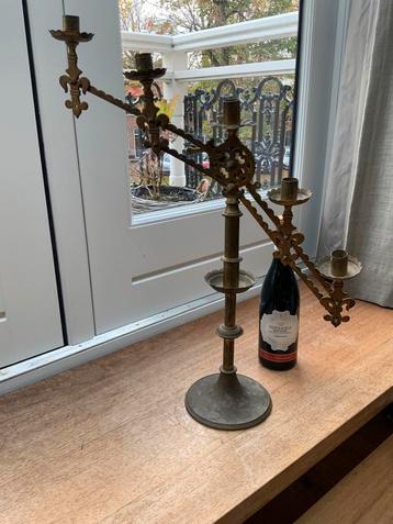 Antieke messing verstelbare kandelaar Kaarsenstandaard beschikbaar voor biedingen