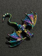Prachtige Draak Broche met Kristallen, Met kristal, Overige materialen, 4 tot 7 cm, Overige kleuren