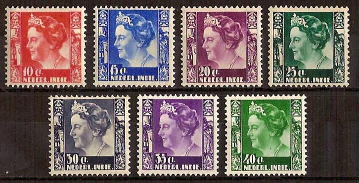 Ned-Indie NVPH nr 253/9 postfris Koningin Wilhelmina 1938-40, Postzegels en Munten, Postzegels | Nederlands-Indië en Nieuw-Guinea