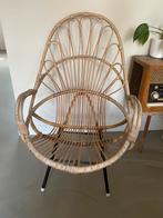 Rotan fauteuil - vintage retro design bamboe, Huis en Inrichting, Fauteuils, Ophalen, Gebruikt, Riet of Rotan, Vintage