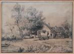 Piet Schippeurs bedrijvigheid op het erf ; orignele tekening, Antiek en Kunst, Kunst | Schilderijen | Klassiek, Ophalen of Verzenden