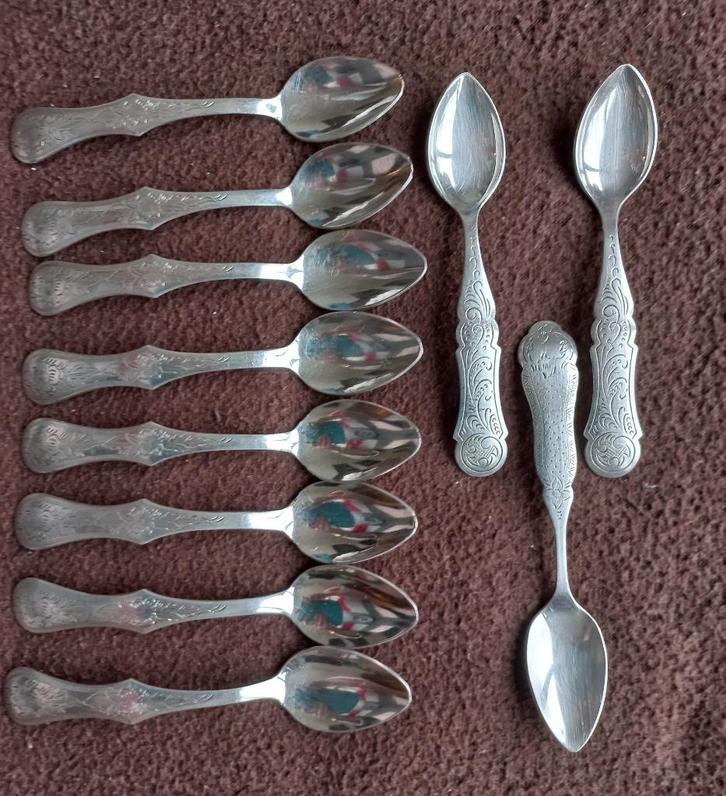 8+3 Biedermeier Keltum zilver mocca lepeltjes theelepeltjes, Antiek en Kunst, Antiek | Bestek, Ophalen of Verzenden