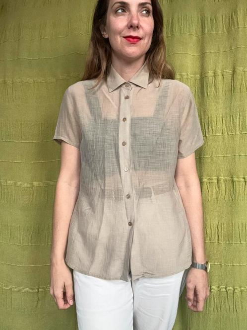 Vintage blouse / shirt - Marks & Spencer 36/S, Kleding | Dames, Blouses en Tunieken, Gedragen, Maat 36 (S), Beige, Ophalen of Verzenden