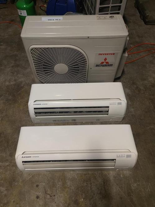 Mitsubishi wand duo split airco warmtepomp inverter  A++, Witgoed en Apparatuur, Airco's, Gebruikt, Wandairco, 100 m³ of groter