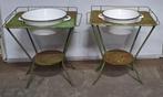 2 x vintage / brocante metalen wastafel + emaille tobbe, Ophalen
