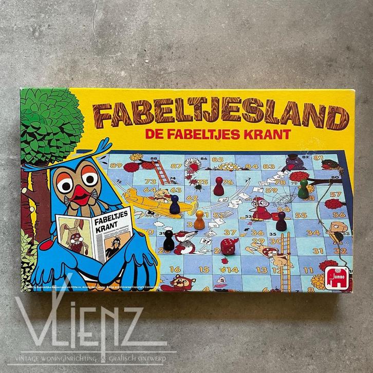 Vintage, retro bordspel Fabeltjesland, De Fabeltjeskrant, Hobby en Vrije tijd, Gezelschapsspellen | Bordspellen, Gebruikt, Vijf spelers of meer