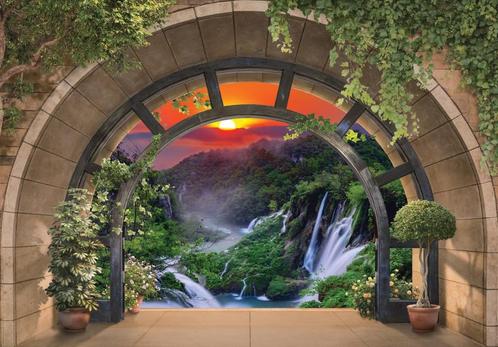 3D behang Doorkijk Zonsopkomst, sfeerbehang, Fotobehang4yo, Huis en Inrichting, Stoffering | Behang, minder dan 10 m², Verzenden