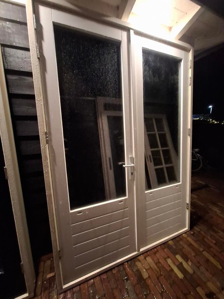 Openslaande tuindeuren dubbel glas deuren terrasdeuren pui, Ophalen, 120 cm of meer, 215 cm of meer, Glas