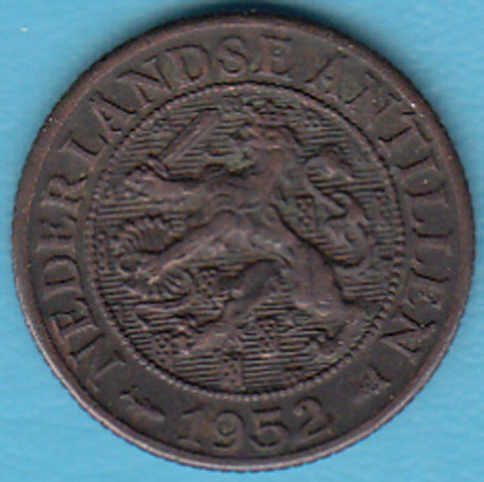 Nederlandse Antillen 1 cent 1952, Scho. 1430 in munthouder, Postzegels en Munten, Munten | Nederland, Ophalen of Verzenden, Koningin Juliana