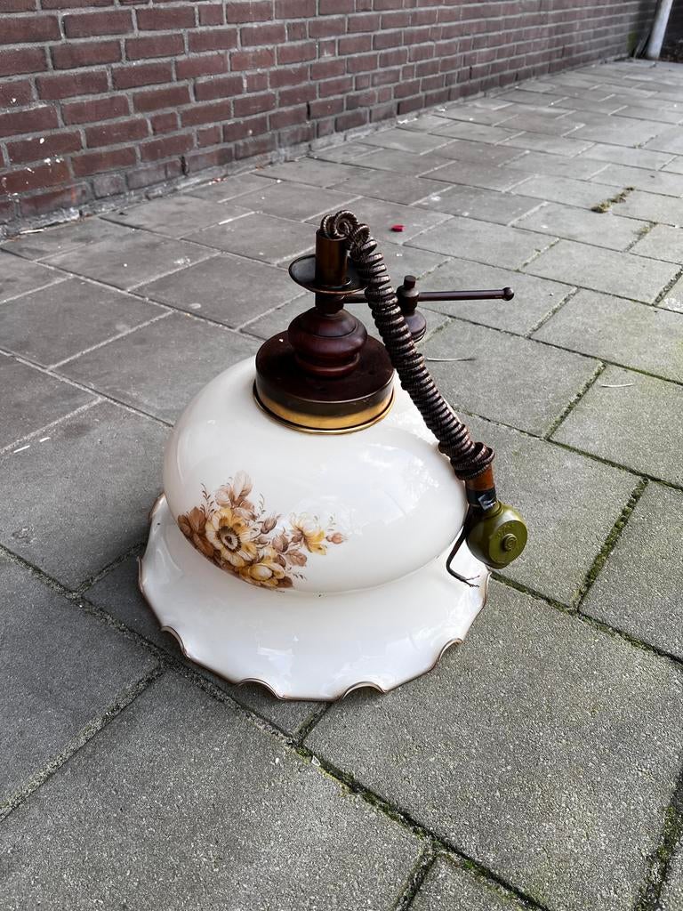 Antieke vintage Plafondlamp met Bloemmotief, Antiek en Kunst, Ophalen