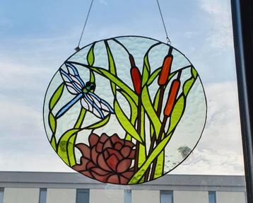 Tiffany glas in lood Libelle in t riet hanger beschikbaar voor biedingen