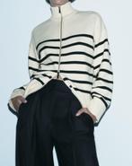 Zara wit zwart gestreept tricot vest met opstaande kraag M, Kleding | Dames, Truien en Vesten, Nieuw, Zara, Maat 38/40 (M), Ophalen of Verzenden