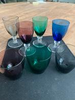 Vintage gekleurde glazen set, Ophalen, Glas of Glazen, Overige stijlen, Glas