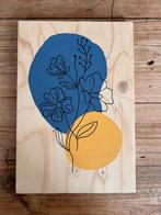 wandbord bloem blauw/okergeel, Ophalen of Verzenden, Nieuw