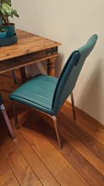 6 eetkamerstoelen turquoise, Huis en Inrichting, Stoelen, Ophalen, Gebruikt, Blauw, Metaal