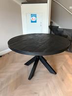 Zwarte ronde houten eettafel 130cm, Huis en Inrichting, Tafels | Eettafels, Ophalen, 100 tot 150 cm, Rond, Zo goed als nieuw