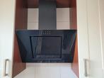 Moderne zwarte schuine afzuigkap., Ophalen, Zo goed als nieuw, 200 tot 400 m³ per uur, Wandschouwkap