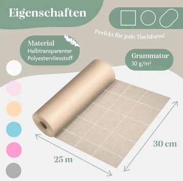 Creatiece Tafelloper, crème, 30cm x 25m beschikbaar voor biedingen