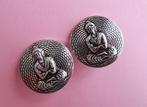 jwg Grote vintage 40s Buddha Boeddha oorbellen zilver klr, Sieraden, Tassen en Uiterlijk, Antieke sieraden, Verzenden, Overige materialen