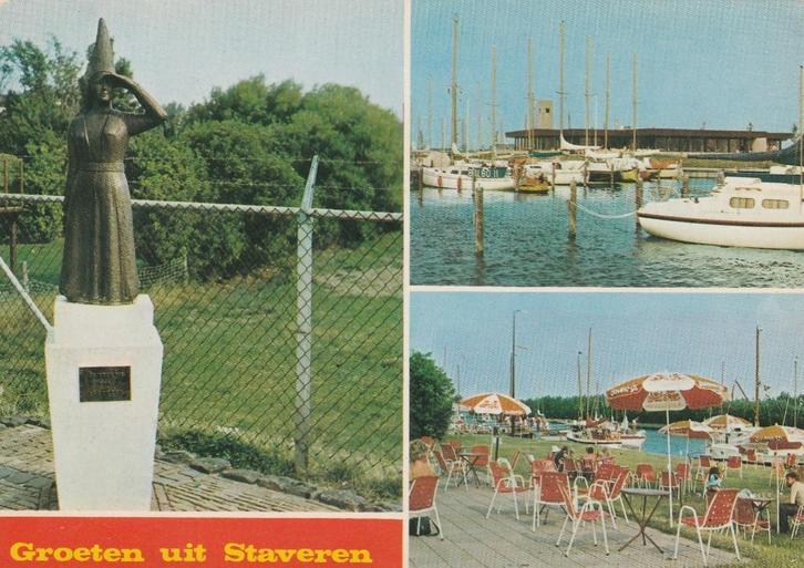 STAVOREN Vrouwtje Haven Terras Groeten, Verzamelen, Ansichtkaarten | Nederland, Gelopen, Friesland, 1980 tot heden, Verzenden