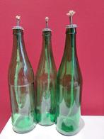 Set van 3 groene olielampen, Ophalen of Verzenden, Zo goed als nieuw, Overige materialen, Minder dan 25 cm