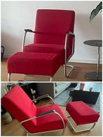 Te koop, Twee Moderne rode fauteuils, Ophalen, Minder dan 75 cm, Zo goed als nieuw, Stof