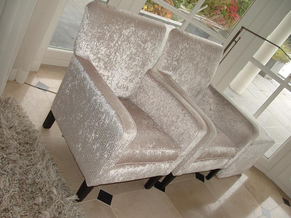 Gorinchem: 2x Belgano fauteuil stoel + 2x poef dierenprint, Ophalen, Zo goed als nieuw, 75 tot 100 cm, 50 tot 75 cm