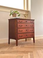 Vintage ladekast teak hout messing jaren 50/60 Deens, Huis en Inrichting, Kasten | Ladekasten, Ophalen, Gebruikt, 50 tot 100 cm