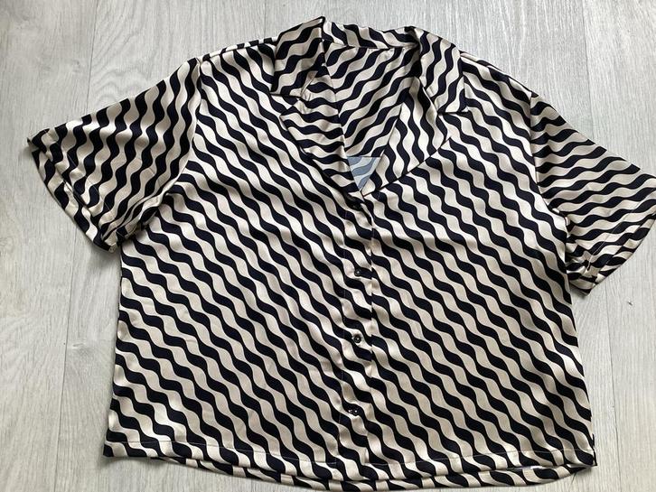 Gestreept Blouse - Zwart/Beige - Maat M, Kleding | Dames, Blouses en Tunieken, Zo goed als nieuw, Maat 42/44 (L), Zwart, Ophalen of Verzenden