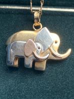 Gouden Ketting met Olifantjes Hanger - 750 Goud, Ophalen of Verzenden, Zo goed als nieuw, Goud, Met hanger