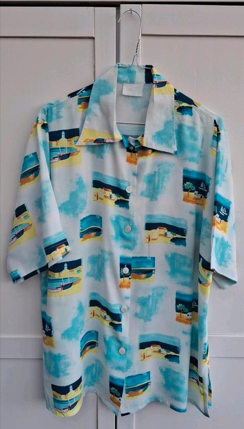 Vintage blouse, maat 40/L - wit - boten - motief - 90's, Kleding | Dames, Blouses en Tunieken, Gedragen, Maat 38/40 (M), Wit, Ophalen of Verzenden