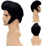 Elvis pruik zwart haar met kuif en bakkebaarden, Verzenden, Nieuw, Pruik of Haarverlenging