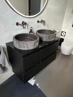 2x Waskom Novanta Natuursteen Blue Stone 40x12cm Rond, Huis en Inrichting, Badkamer | Badkamermeubels, Ophalen, Minder dan 50 cm