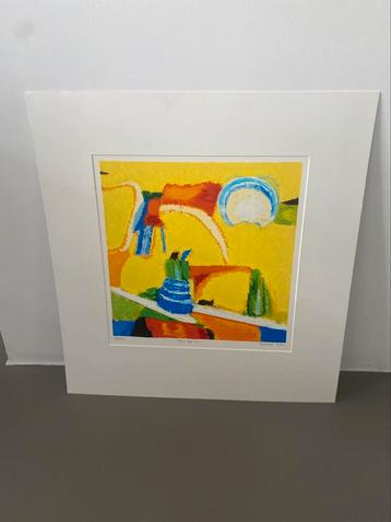 Saskia Bremer zeefdruk New Age a.i. 57x61 geel beschikbaar voor biedingen