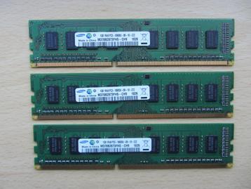 3x Samsung 1GB PC3-10600 DDR3-1333MHz non-ECC Unbuffered  beschikbaar voor biedingen