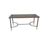 Franse salontafel met rookglazen blad, jaren 50, Huis en Inrichting, Tafels | Salontafels, Ophalen, Gebruikt, 100 tot 150 cm, Vintage