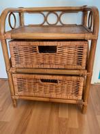 2 Rotan nachtkastjes, Huis en Inrichting, Minder dan 50 cm, Gebruikt, 1 of 2 laden, Ophalen of Verzenden