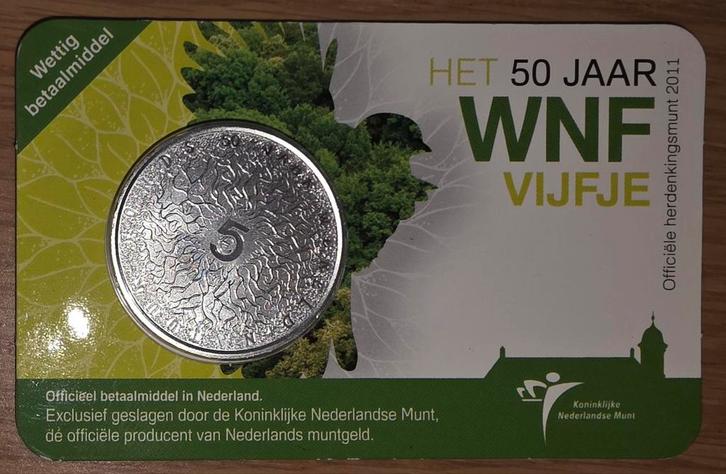 Het 50 jaar WNF Vijfje in Coincard (bieden mag), Postzegels en Munten, Munten | Nederland, Losse munt, Euro's, Koningin Beatrix