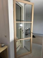 Industriële binnendeur eiken met glas stomp en opdek, Niet ingevuld, 80 tot 100 cm, Binnendeur, Niet ingevuld