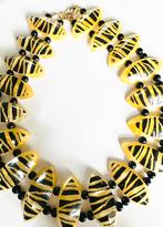 Vintage lucite ketting met glaskralen, Sieraden, Tassen en Uiterlijk, Kettingen, Verzenden, Gebruikt, Overige kleuren, Overige materialen