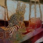 Batik doek transparant, ingelijst, WH Kabul., Ophalen of Verzenden