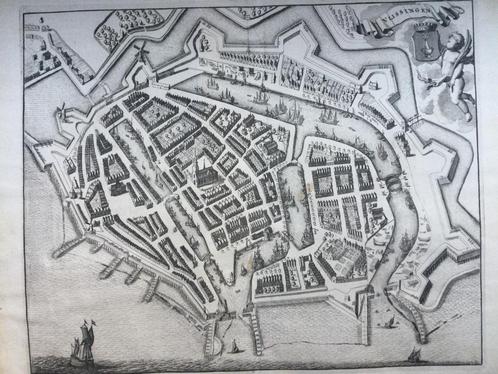 Vlissingen, Stadsplattegrond, 1696., Antiek en Kunst, Kunst | Etsen en Gravures, Verzenden