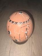 Beschilderd Struisvogelei op Mahonie Sokkel ( voetstuk ), Ophalen of Verzenden