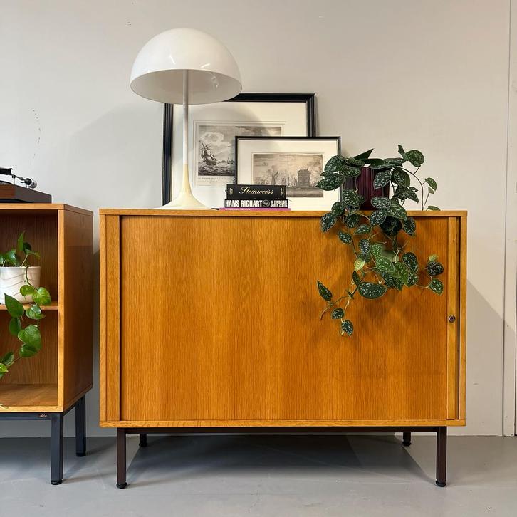 - Vintage kantoorkast, eiken, Deens #2 -, Huis en Inrichting, Kasten | Dressoirs, Gebruikt, 100 tot 150 cm, 25 tot 50 cm, Ophalen of Verzenden