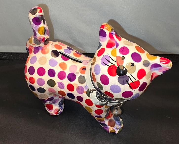 Pomme Pidou Spaarpot Kat met Stippen, Verzamelen, Spaarpotten, Dier, Steen, Aardewerk of Keramiek, Ophalen of Verzenden