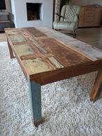Vintage Salontafel met Houten Blad, Huis en Inrichting, Tafels | Salontafels, Ophalen, Gebruikt, 100 tot 150 cm, Vintage