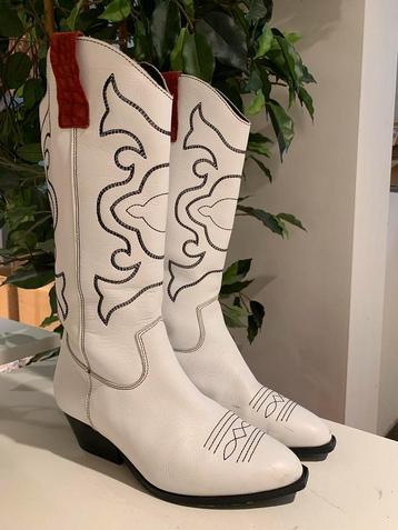 Witte hoge cowboylaarzen 38 western boots bohemian laarzen beschikbaar voor biedingen