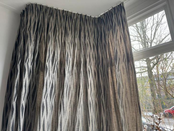 Lange antraciet gordijnen voor erker - Nieuw!, Huis en Inrichting, Stoffering | Gordijnen en Lamellen, Nieuw, 200 cm of meer, Grijs